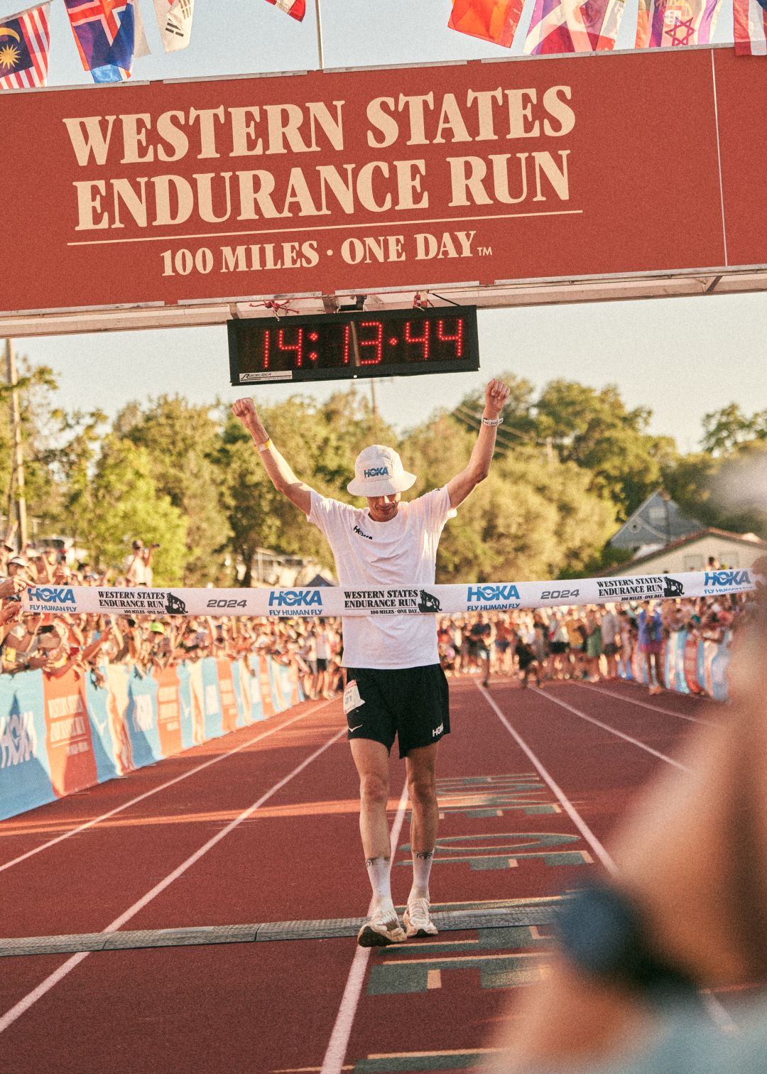 Jim crossing finish line